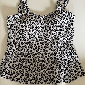 KIAVA Black and White Bustier Peplum Tank Top